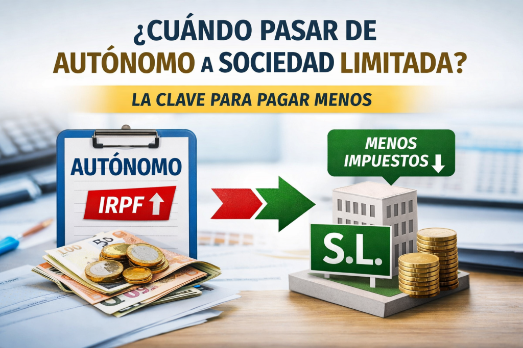 Cuándo pasar de autónomo a sociedad limitada para pagar menos impuestos